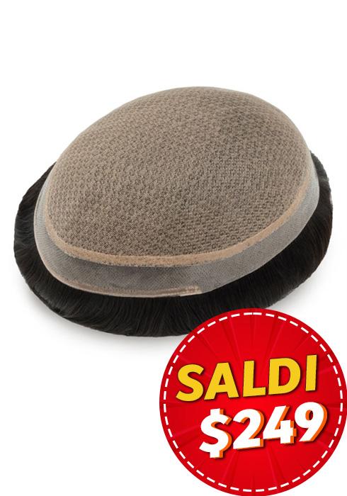 Classic-Silk | Sistema capillare da uomo con parte superiore in seta e perimetro della pelle sottile in garza da 3/4".