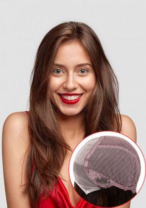 Angela | Wigs da Donna in Rete Elastica con Parte Superiore e Frontale in Lace Francese