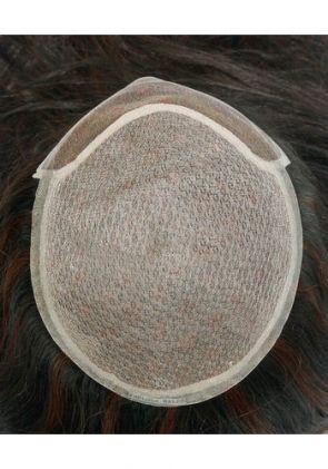 YJ083B: Parrucca Capelli Veri da Donna con top in Seta e Lace Francese Frontale