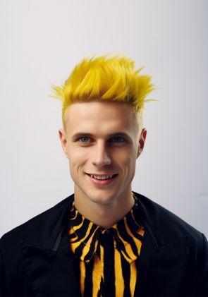 Golden Glow|Parrucchino di Halloween da uomo dalla pelle sottile con capelli giallo scioccante