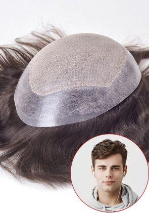 Personalizzato Protesi per Capelli in pelle sottile iniettato attaccato con lace francese e lace a diamante