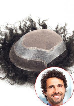 Protesi di Capelli per Uomo Monofilamento, PU e Lace Francese