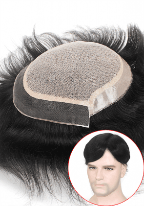 YJS014: Protesi per Capelli da Uomo in Seta e Mono, PU sui Lati e Retro e Lace Frontale