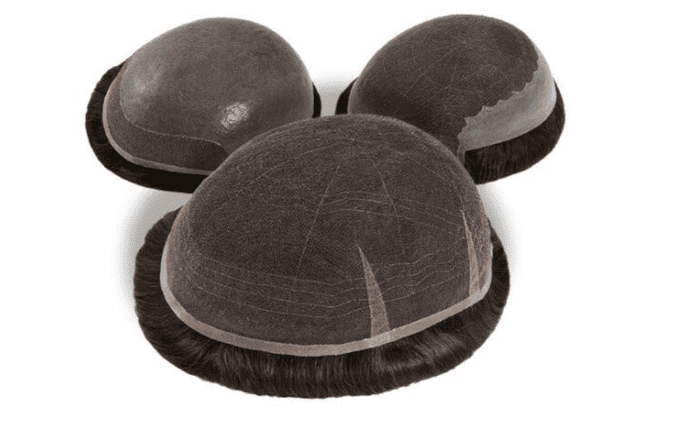 protesi capillari realizzate in pelle, pizzo e materiali di base misti