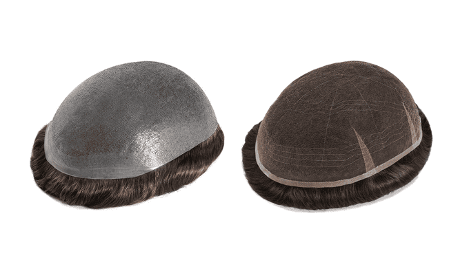 Una protesi capelli in lace e un'altra in pelle