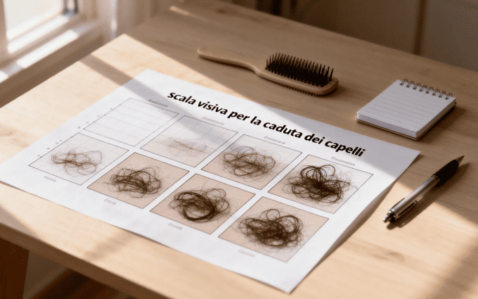 Scala visiva per la caduta dei capelli con diversi livelli di shedding giornaliero