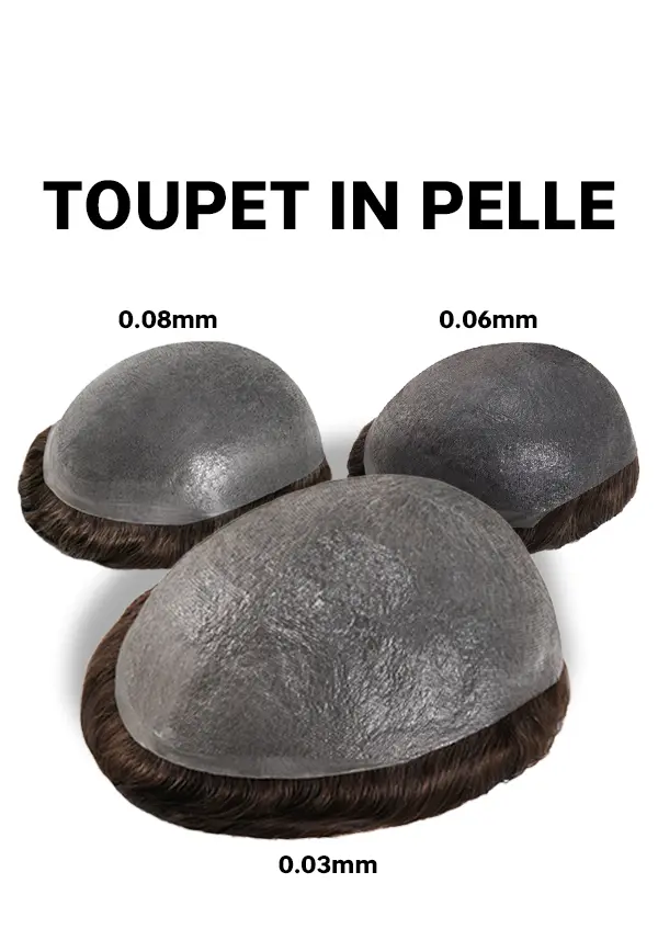 Toupe in pelle disponibili in diversi spessori 0,03 mm / 0,06 mm / 0,08 mm