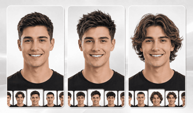 Prova virtuale di protesi capillare da uomo: tre stili a confronto sullo stesso viso