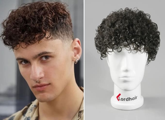 Superskin Protesi Capelli Ricci Uomo in Pelle da 0.08mm con Capelli ricci 15mm