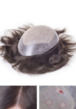 Parrucca iniettata a base di pelle sottile con lace francese e lace diamantato