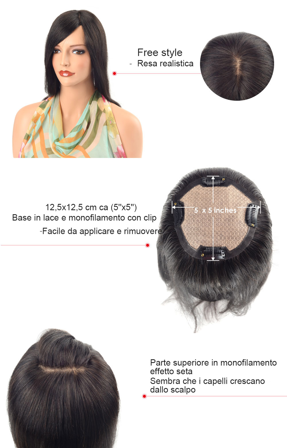 Parrucca capelli lunghi mori ST14
